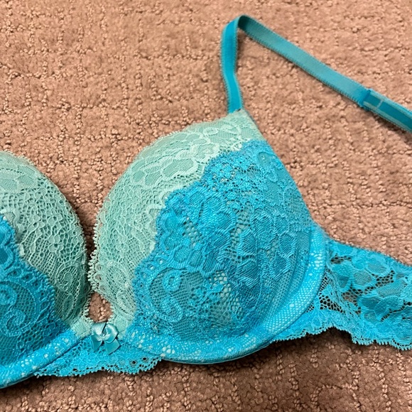 Victorias Secret Dream Angels Push Up Bra Lace Blue 32B. - Picture 2 of 4